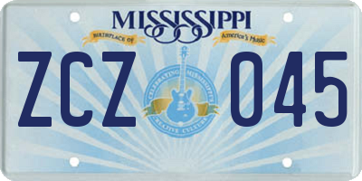 MS license plate ZCZ045