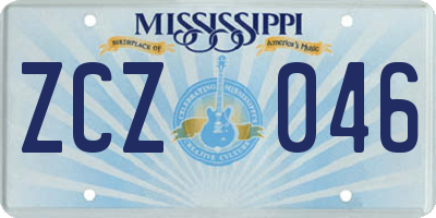 MS license plate ZCZ046