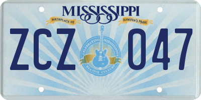 MS license plate ZCZ047