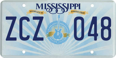 MS license plate ZCZ048