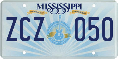 MS license plate ZCZ050
