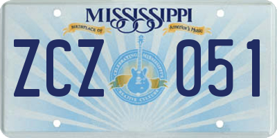 MS license plate ZCZ051