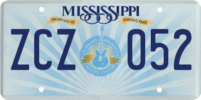 MS license plate ZCZ052