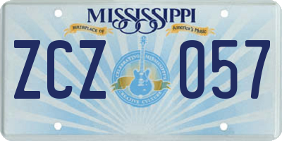 MS license plate ZCZ057