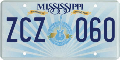 MS license plate ZCZ060
