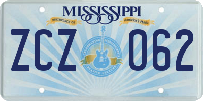 MS license plate ZCZ062