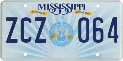 MS license plate ZCZ064