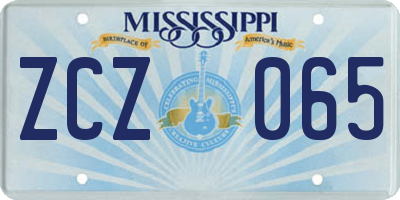 MS license plate ZCZ065