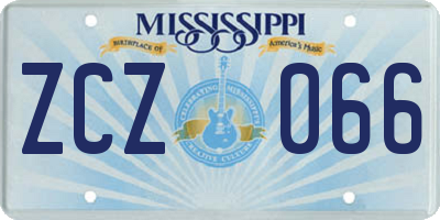 MS license plate ZCZ066