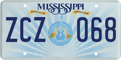 MS license plate ZCZ068