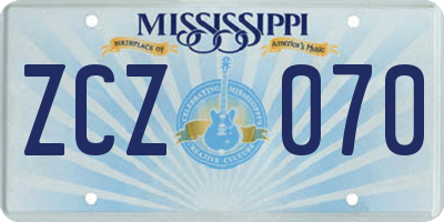 MS license plate ZCZ070