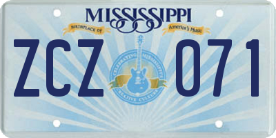 MS license plate ZCZ071