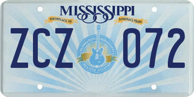 MS license plate ZCZ072