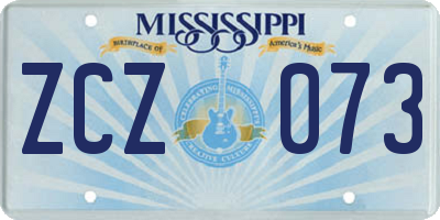 MS license plate ZCZ073