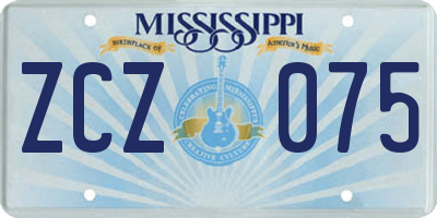 MS license plate ZCZ075