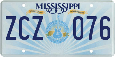 MS license plate ZCZ076