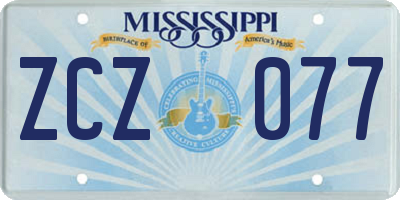 MS license plate ZCZ077