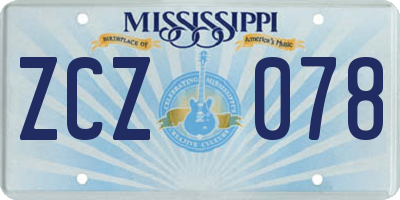 MS license plate ZCZ078