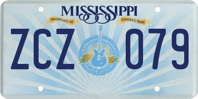 MS license plate ZCZ079