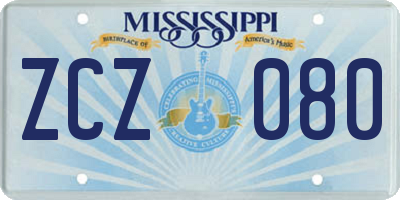 MS license plate ZCZ080