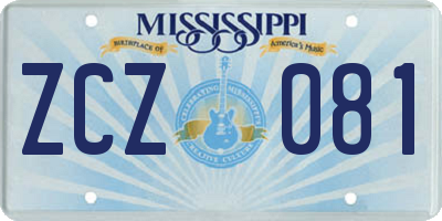 MS license plate ZCZ081