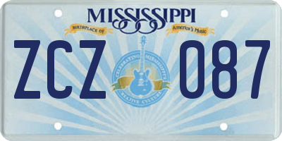 MS license plate ZCZ087