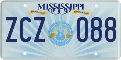 MS license plate ZCZ088