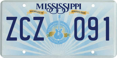 MS license plate ZCZ091