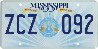 MS license plate ZCZ092