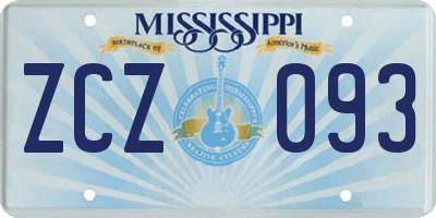 MS license plate ZCZ093