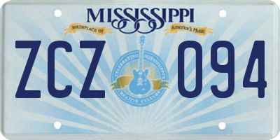 MS license plate ZCZ094