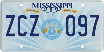 MS license plate ZCZ097