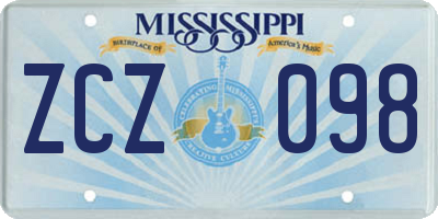 MS license plate ZCZ098