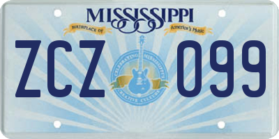 MS license plate ZCZ099