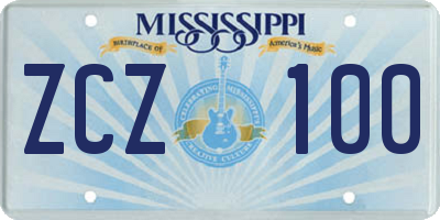 MS license plate ZCZ100