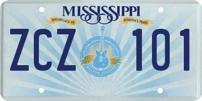 MS license plate ZCZ101