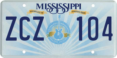 MS license plate ZCZ104