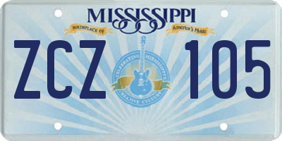 MS license plate ZCZ105