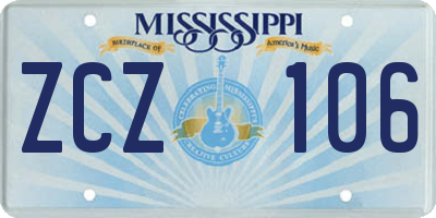 MS license plate ZCZ106