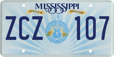 MS license plate ZCZ107