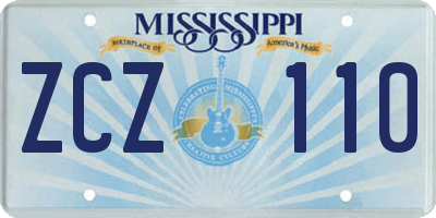 MS license plate ZCZ110