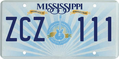 MS license plate ZCZ111