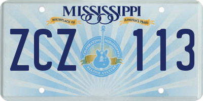 MS license plate ZCZ113