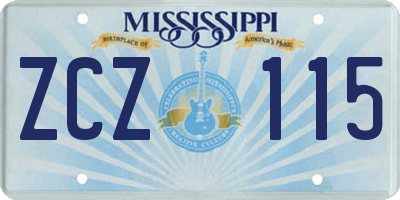 MS license plate ZCZ115