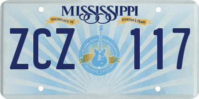 MS license plate ZCZ117