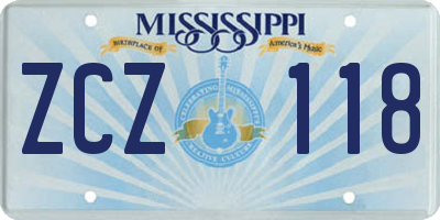 MS license plate ZCZ118
