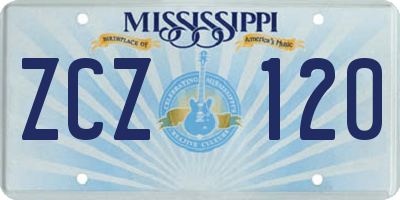 MS license plate ZCZ120