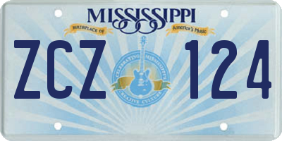 MS license plate ZCZ124