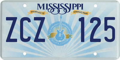 MS license plate ZCZ125