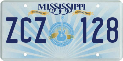 MS license plate ZCZ128
